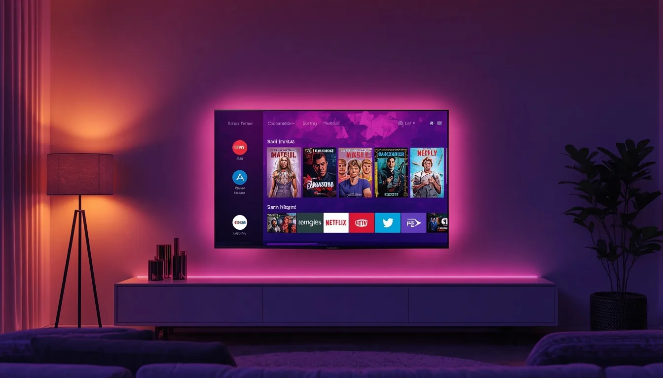 Atlas Pro ONTV sur Smart TV Samsung dans un salon moderne